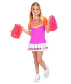 Cheerleader kostume, pink og orange