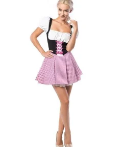 Dirndl kjole Eva, pink og brun