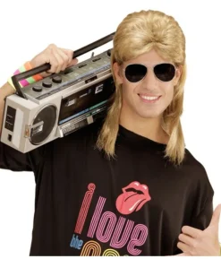 80er mullet paryk, blond