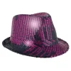 Fedora hat med pailletter, pink og sort