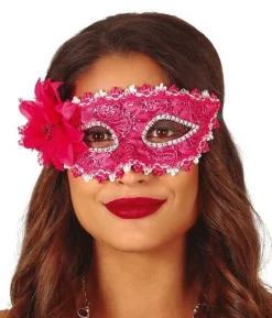 Fuchsia halvmaske med blomst