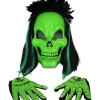 Grøn kraniemaske med handsker