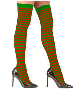 Grøn og rød stribede stockings