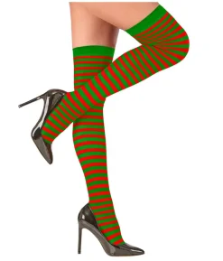 Grøn og rød stribede stockings