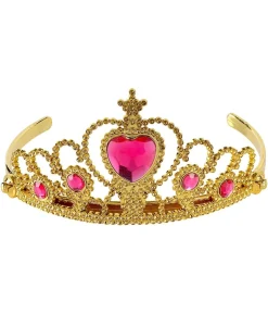 Guld diadem med pink sten