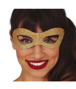 Guld halvmaske med glimmer