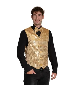 Guld pailletvest og butterfly