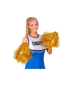 Guld pom poms, 2 stk