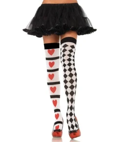 Harlequin og hjerter stockings
