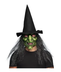 Heksemaske med hår og hat