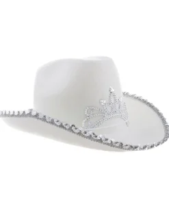 Hvid cowboyhat med diadem