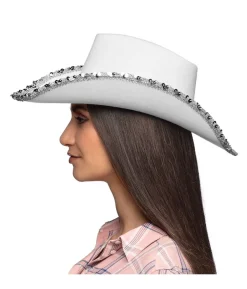 Hvid Cowboyhat med pailletter
