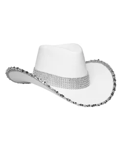Hvid Cowboyhat med pailletter
