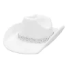 Hvid cowboyhat med sølv hjerter