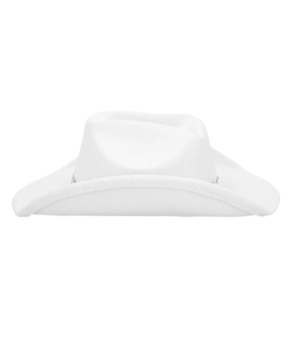 Hvid cowboyhat med sølv hjerter