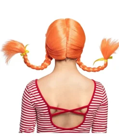 Orange paryk med fletninger