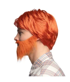 Orange paryk med skæg