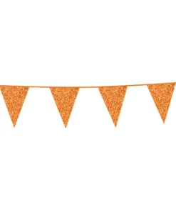 Orange vimpelguirlande med glimmer