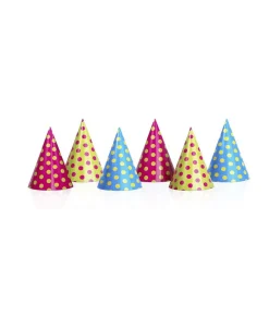 Partyhatte med prikker, 6 stk