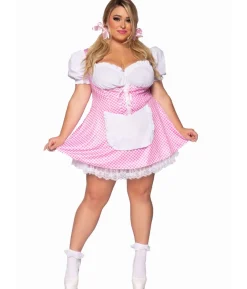 Pink gingham kjole, Plus
