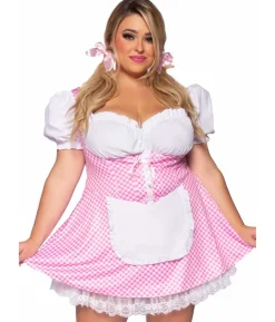 Pink gingham kjole, Plus