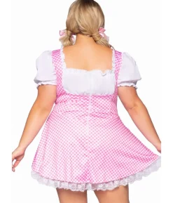Pink gingham kjole, Plus