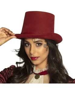 Rustrød høj Steampunk hat