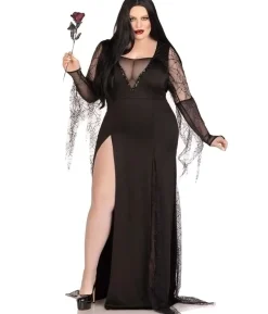 Sexy Spooky Morticia kostume Plus