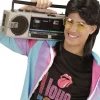 Sort 80er mullet paryk