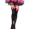 Sorte stockings med neonpink sløjfe