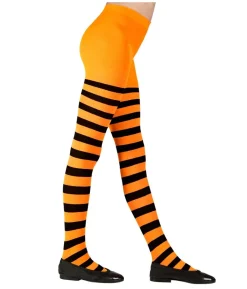 Sort og orange stribede strømpebukser til børn