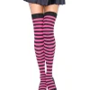Sort og pink stribede stockings