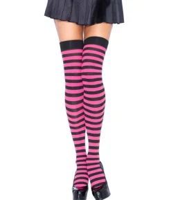 Sort og pink stribede stockings