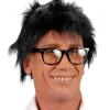 Sort strithår paryk