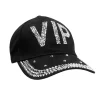 Sort VIP kasket med rhinsten