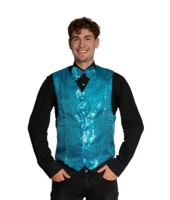 Turkis pailletvest og butterfly